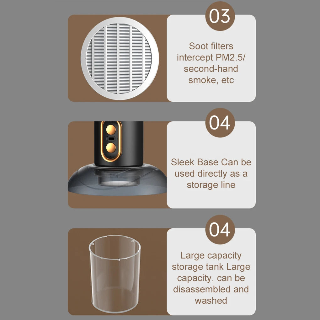 WinningPurify Air™ – Mini Exaustor Portátil 300m³/h | Purificador e Ionizador de Ar USB.
Leve, potente e silencioso —purifica e renova o ar enquanto elimina fumaça, odores e gordura. Ideal para cozinhas compactas, escritórios, acampamento